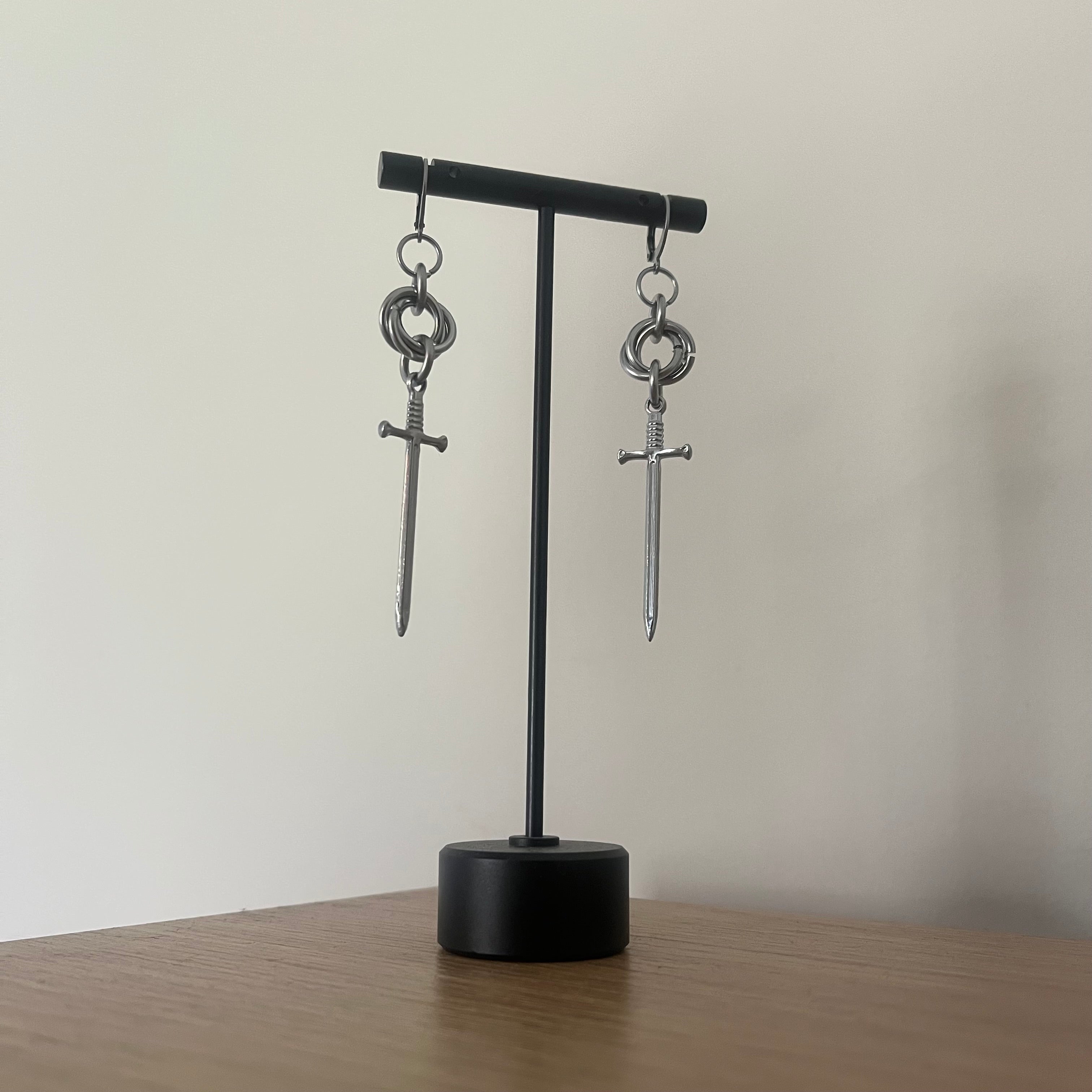 “divine dagger” chainmail earrings
