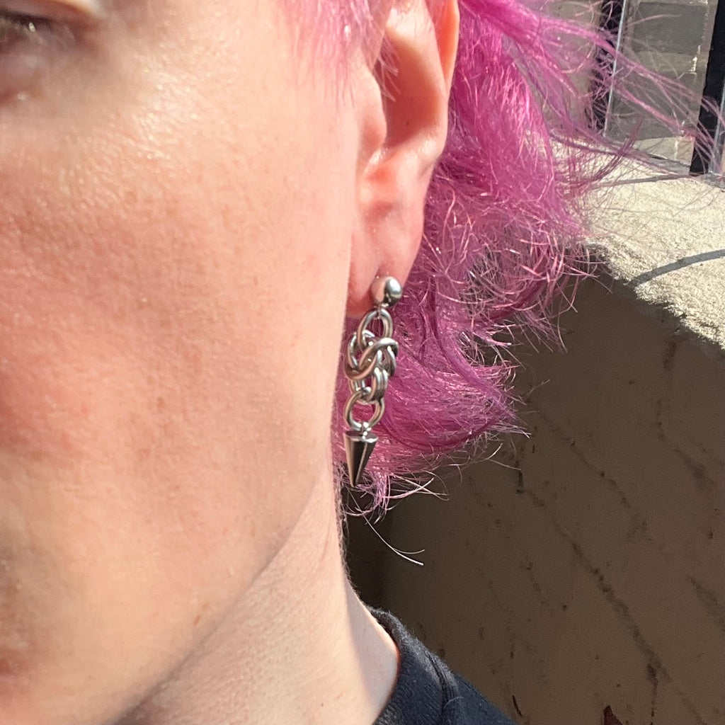 “grime” chainmail earrings