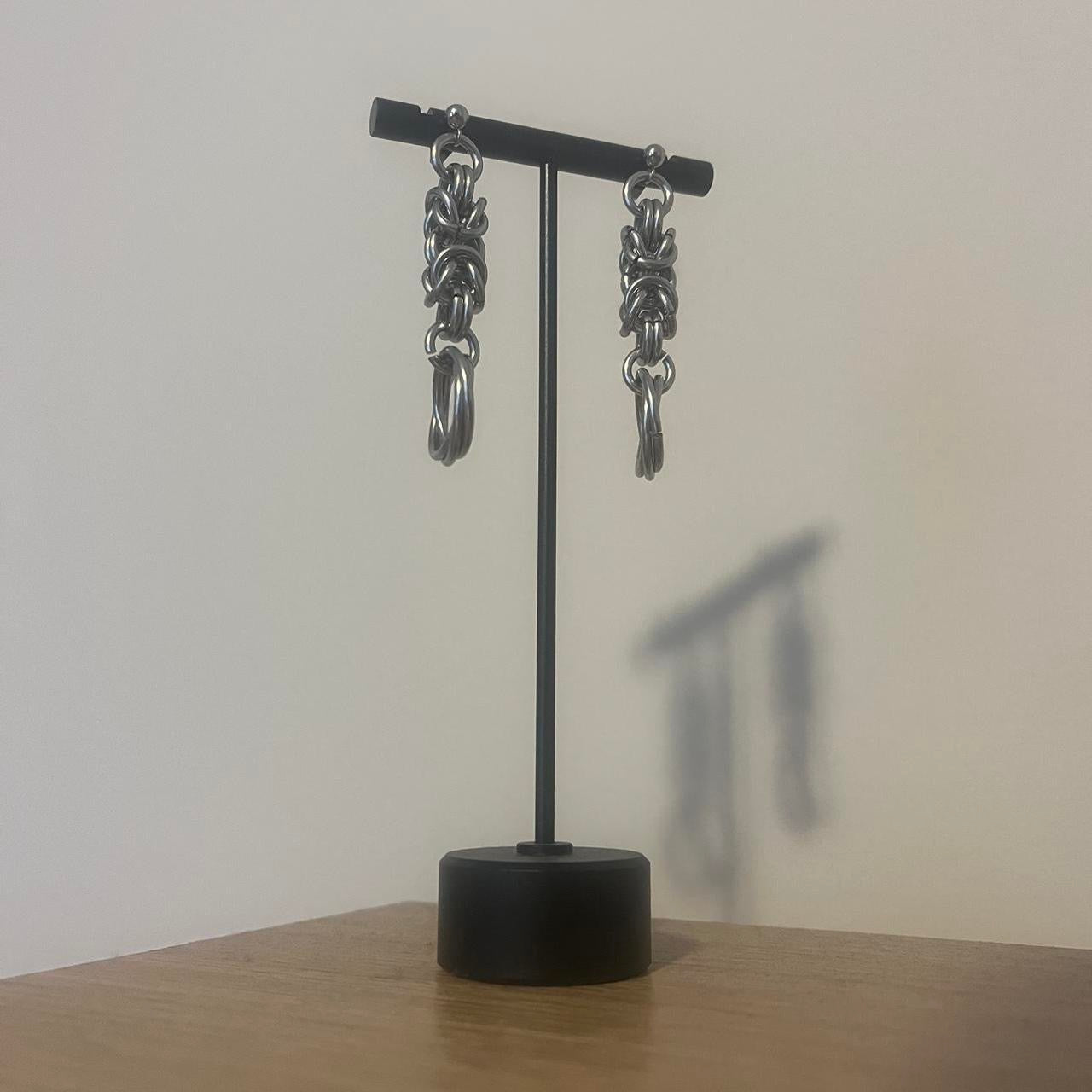hanging rings chainmail earrings