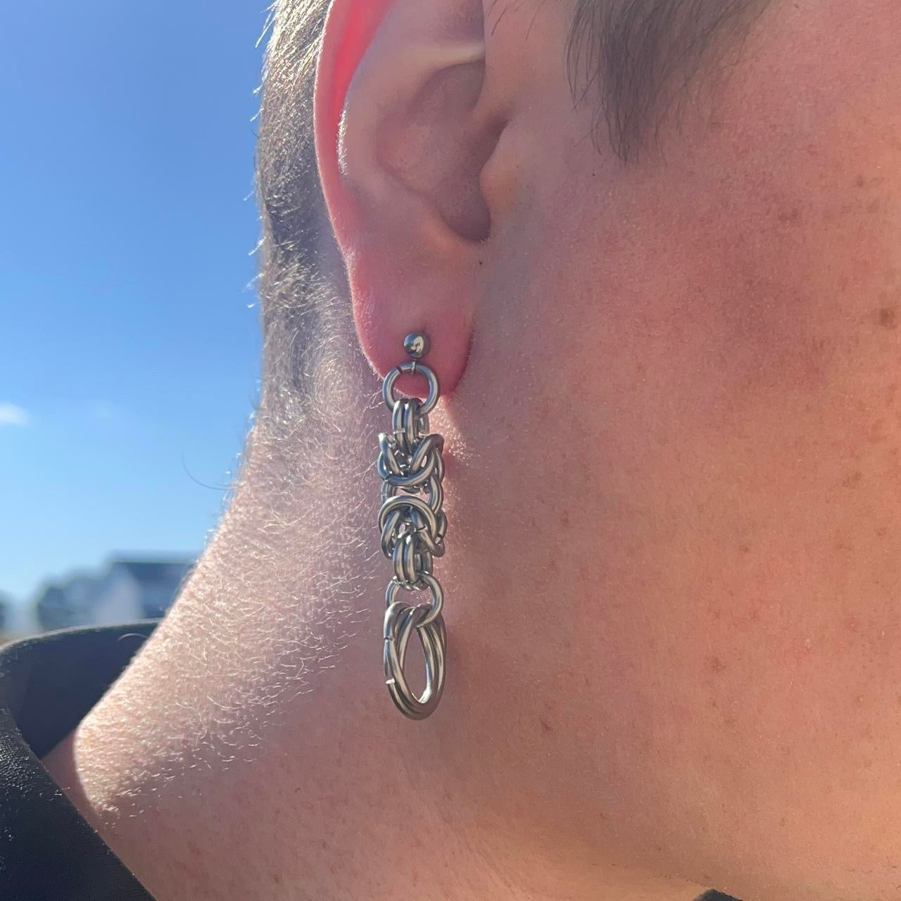 hanging rings chainmail earrings