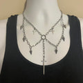 hanging sword necklace with spikes