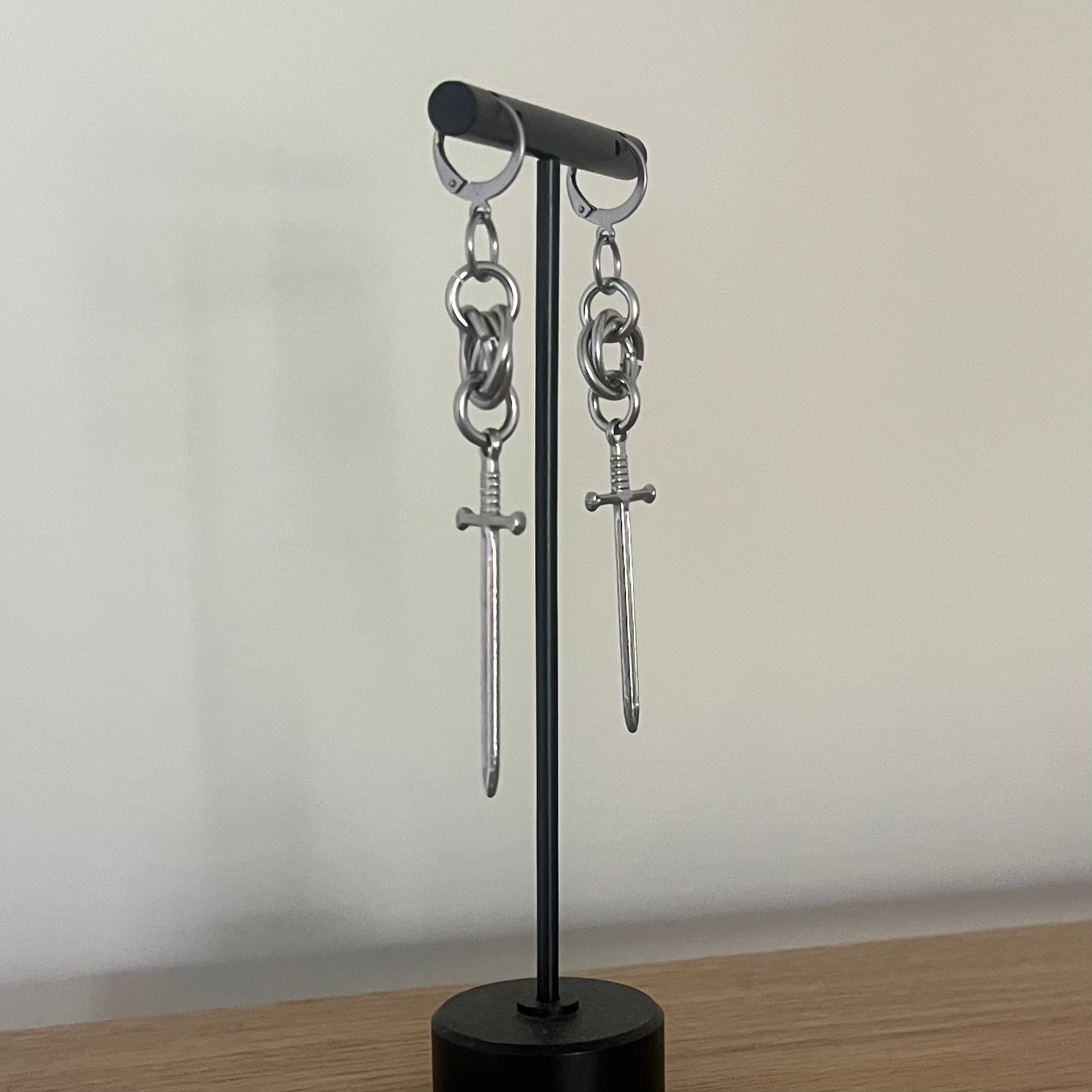 “divine dagger” chainmail earrings